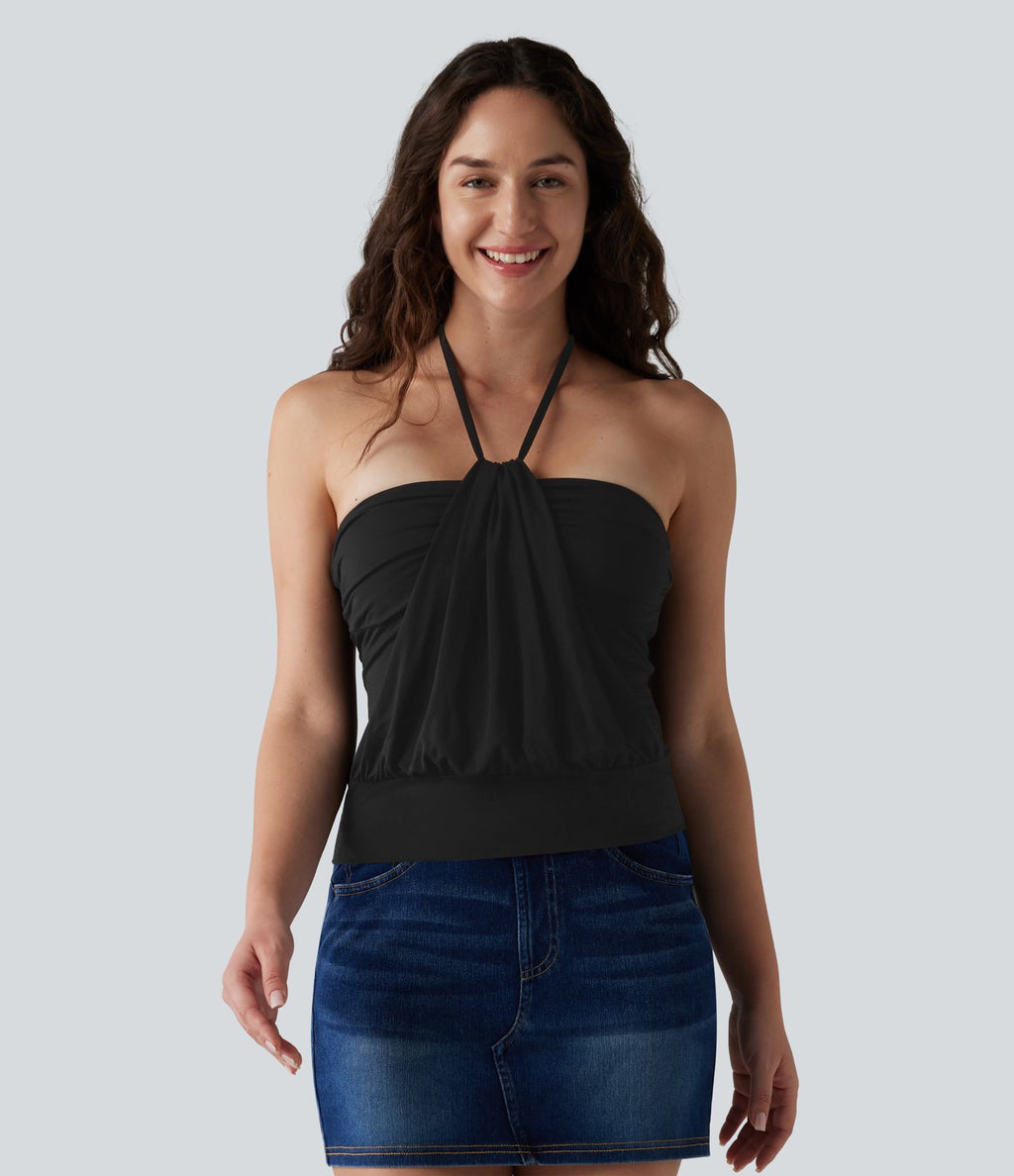 Débardeur casual dos nu à nouer avec soutien-gorge intégré