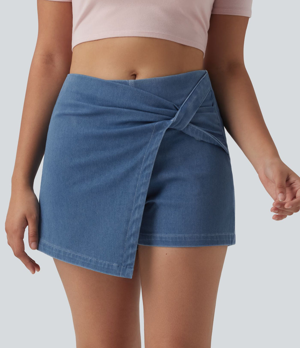 Halara Flex™ Skort micro-court en denim taille mi-haute