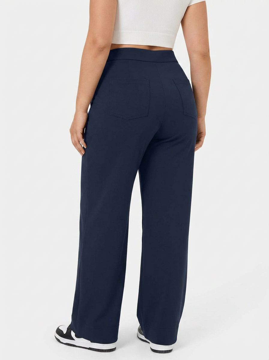 Pantalon coupe droite grande taille taille haute DayStretch avec poches
