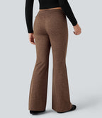 Pantalon jogging évasé thermique polaire chiné séchage rapide taille mi-haute avec cordon de serrage - UPF40+