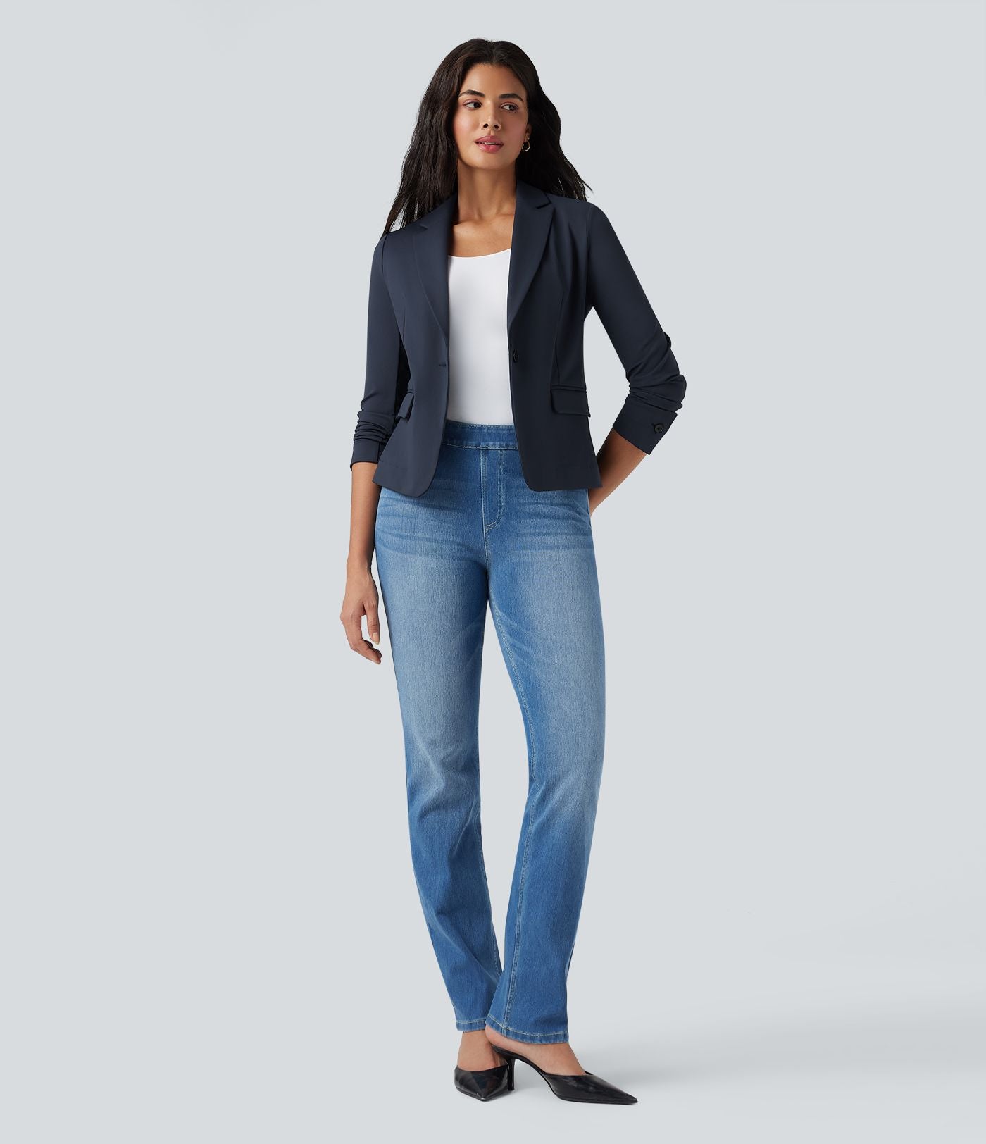 Blazer de travail col cranté à manches longues DayStretch avec poches