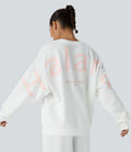 Sweat-shirt décontracté Halara oversize en polaire avec lettrage brodé et bords côtelés contrastés