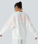 Sweat-shirt décontracté Halara oversize en polaire avec lettrage brodé et bords côtelés contrastés