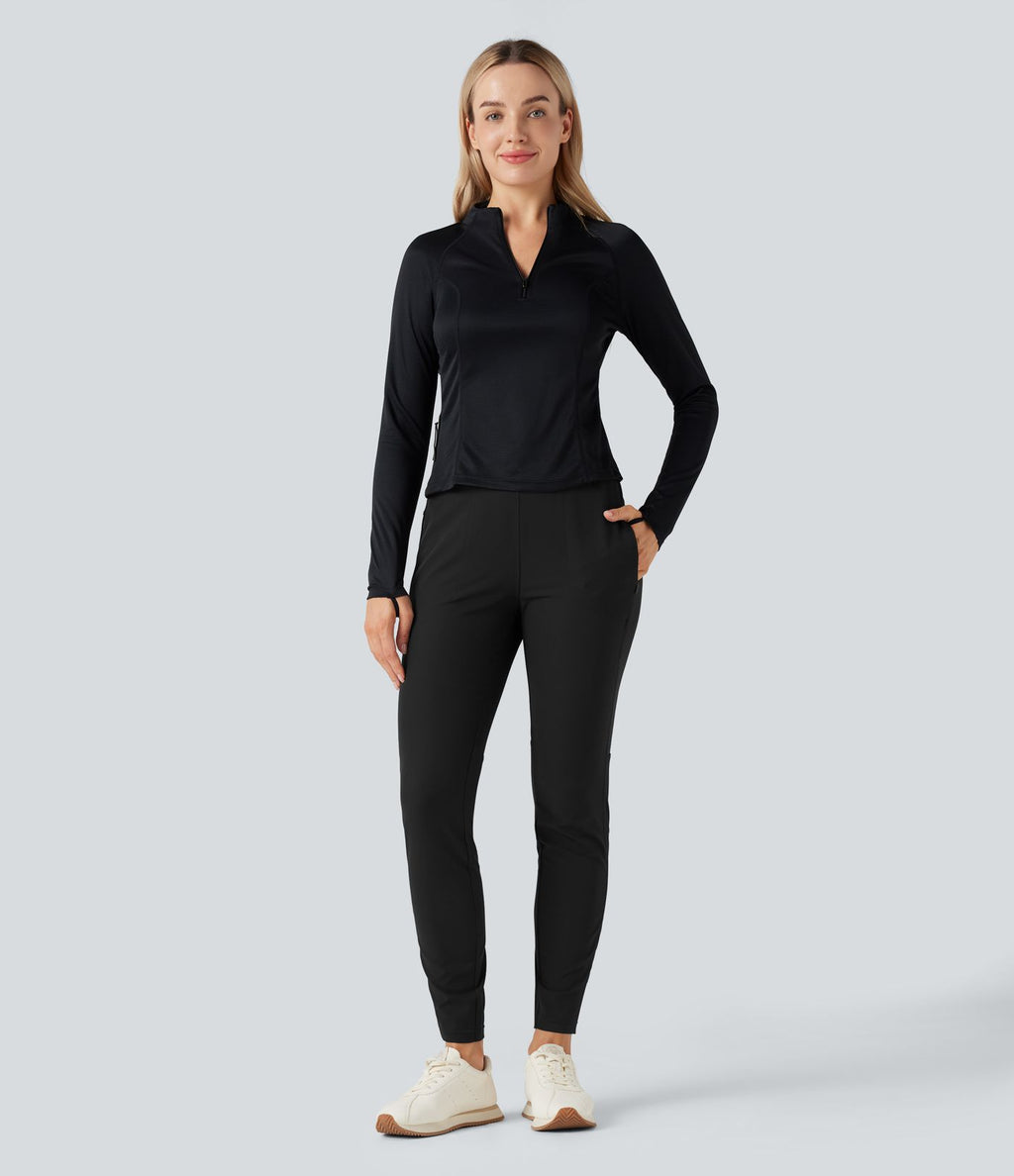 Pantalon de randonnée déperlant taille mi-haute avec poches zippées