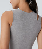 Débardeur de yoga crop top côtelé extensible respectueux de la peau