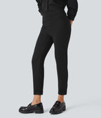 Pantalon fuselé ajusté longueur cheville taille haute ourlet roulotté