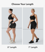 Short cycliste yoga 7'' Softlyzero™ taille haute croisé dentelle contrastante avec poches - UPF50+
