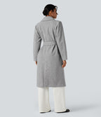 Manteau polaire long ceinturé manches longues avec poches