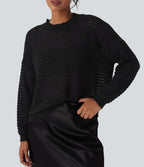 Pull décontracté col rond épaules tombantes coupe décontractée