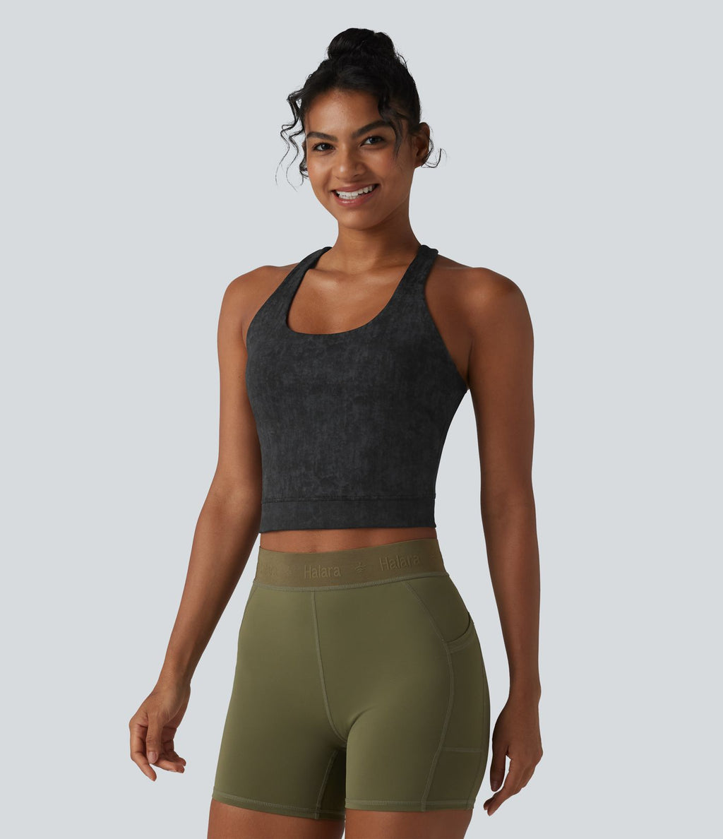 Brassière de sport courte col U dos nageur avec brassière intégrée