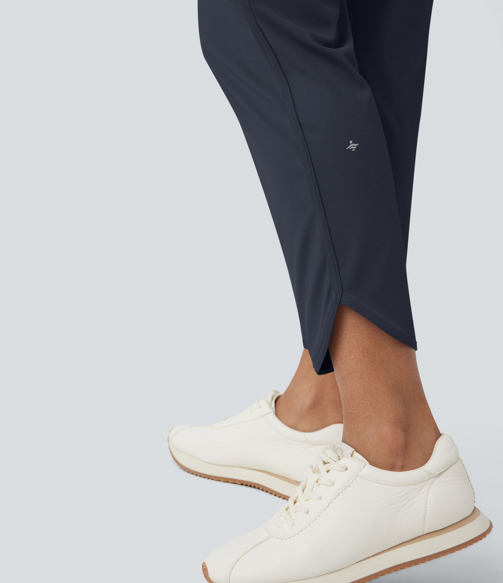 Pantalon de golf fuselé, taille mi-haute, cordon, ourlet courbé, séchage rapide, avec poches—UPF40+