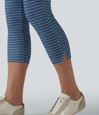 Halara Flex™ Jeggings capri décontracté à rayures fendues taille haute ventre plat avec poches