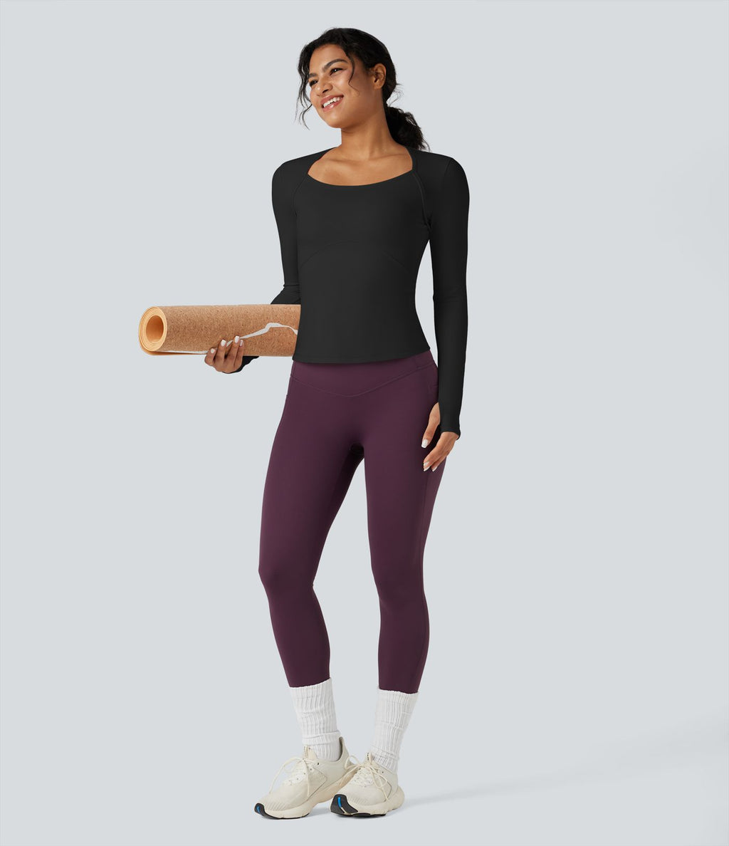 Top de sport yoga SoftlyZero™ Plush manches longues avec trous pouces