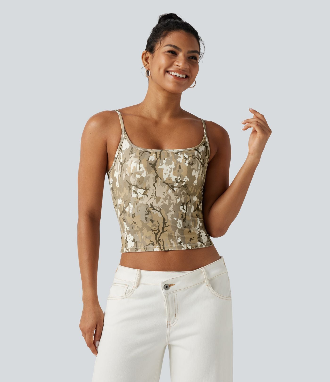 Débardeur décontracté Halara UltraSculpt™ imprimé camouflage avec soutien-gorge intégré