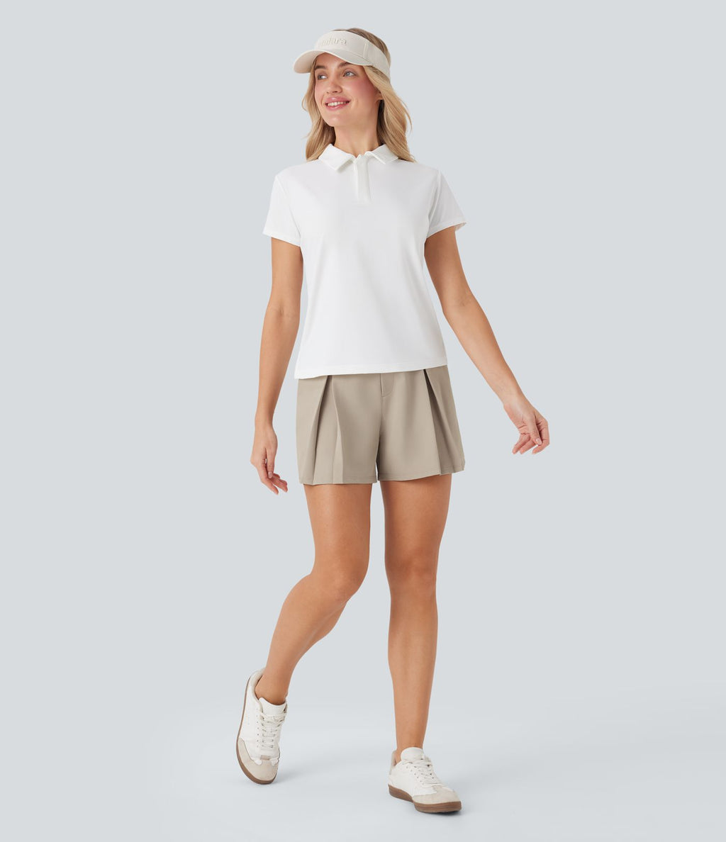 Short golf séchage rapide taille haute avec poches latérales - Poche pour tees de golf - UPF 40+
