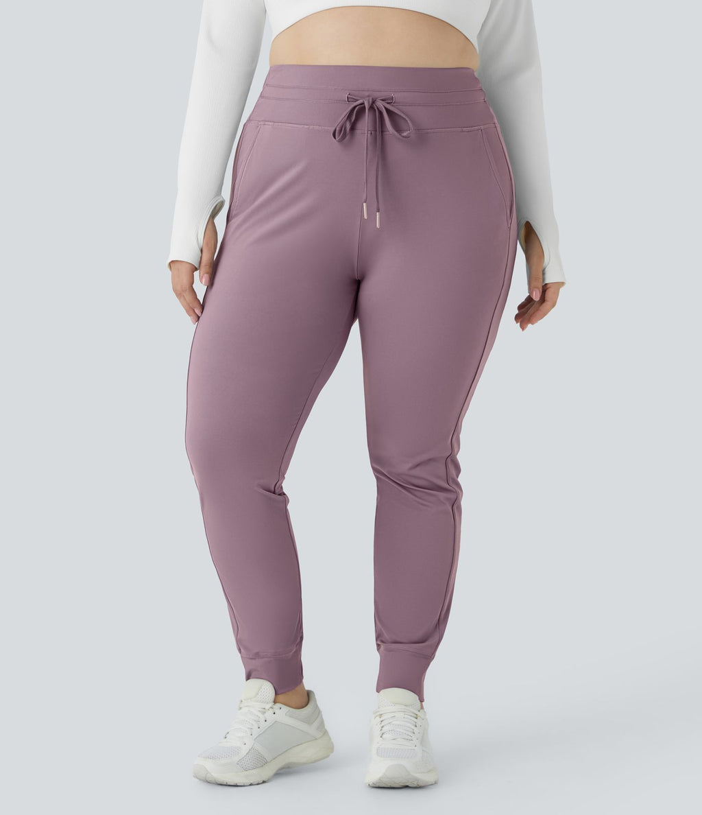 Jogging grande taille SoftlyZero™ Airy taille haute avec cordon de serrage poches latérales longueur complète effet frais InstantCool, protection solaire UPF50+