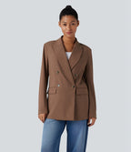 Blazer de travail anti-froissage à col cranté et manches longues avec poches
