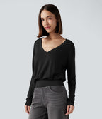 Sweat-shirt col V à manches longues