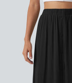 Jupe midi trapèze fluide, taille haute, décontractée