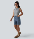 Short en jean Halara Flex™ taille haute décontracté 17,5 cm avec poches
