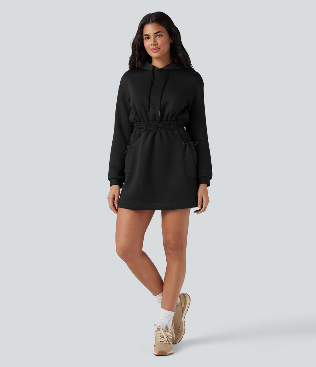 Robe active SpacerTek™ mini à capuche, manches longues, avec cordon de serrage et poches