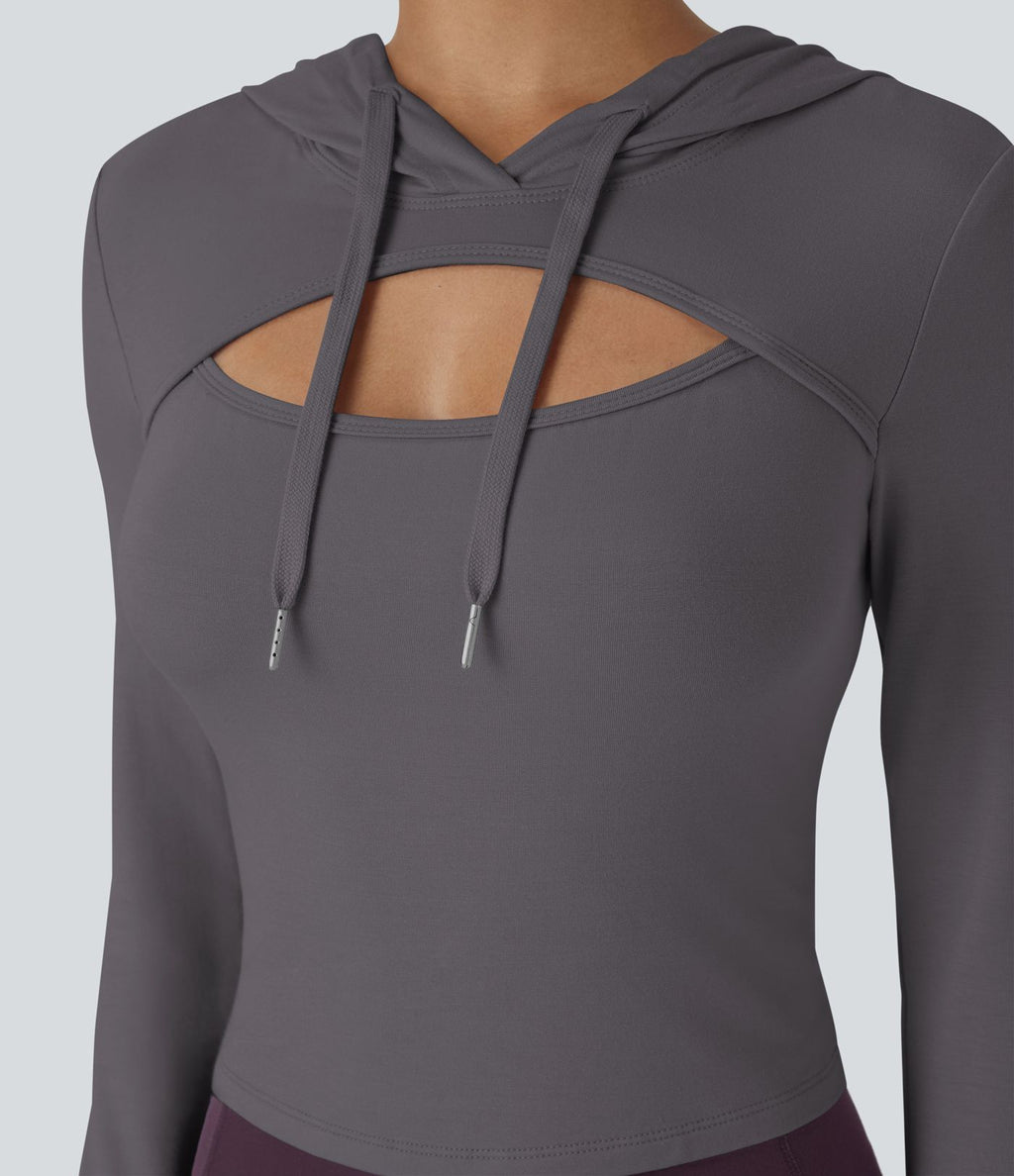 Sweat à Capuche Décontracté avec Cordon de Serrage et Découpes