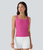 Débardeur de course crop top dos nu col carré bretelles croisées Softlyzero™ Airy Cool Touch - longueur rallongée - UPF50+