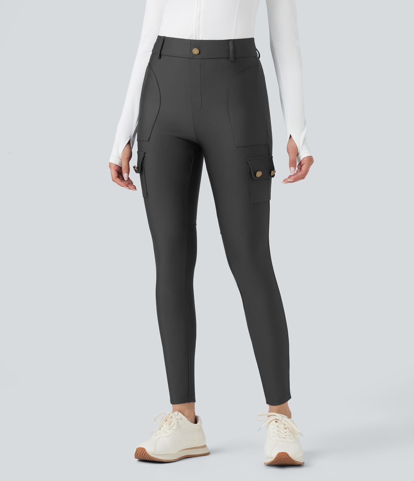 Legging 7/8 brillant taille haute avec poches