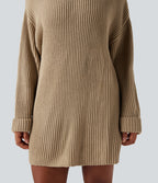 Robe pull courte tailleur col montant manches longues