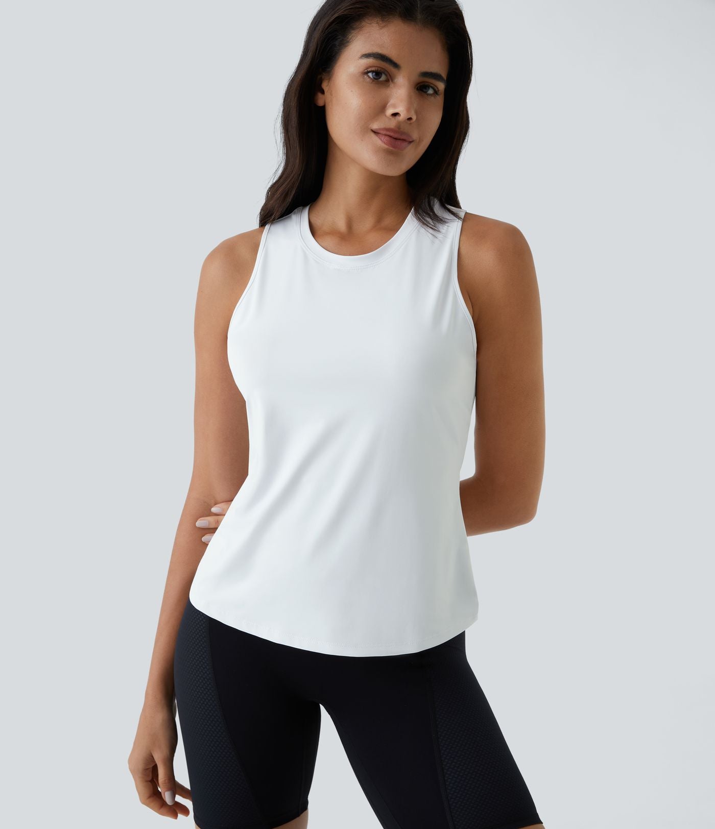 Top Débardeur Yoga Uni à Ourlet Croisé et Découpe