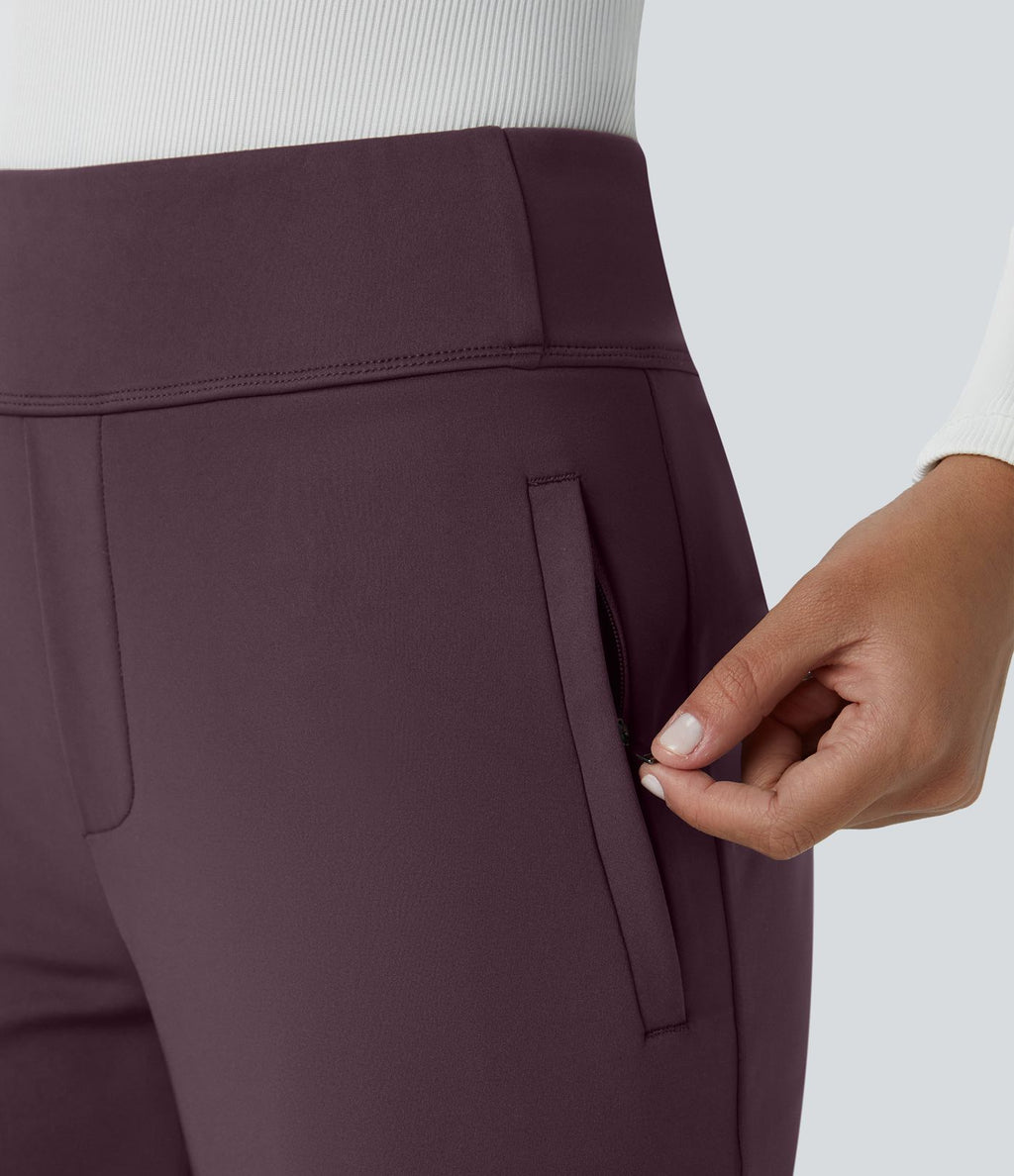 Pantalon tailleur évasé taille mi-haute Halara Flex™ DayStretch avec zip latéral et poches