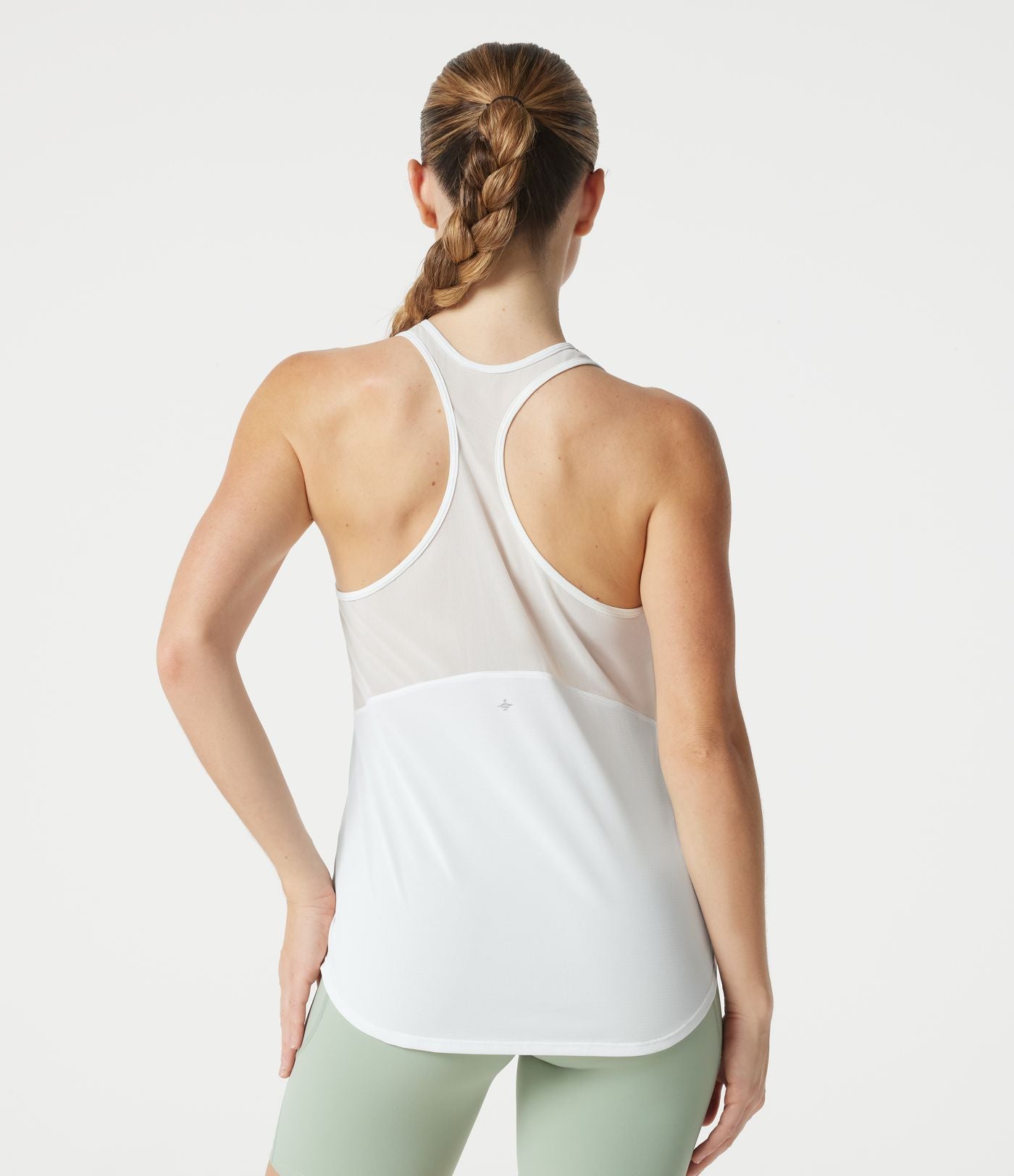 Débardeur de yoga à dos nageur, en maille respirante, ourlet arrondi et séchage rapide