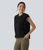 Haut de sport yoga SoftlyZero™ Airy col rond sans manches mesh contrastant effet frais InstantCool