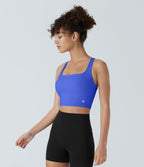Débardeur yoga court SoftlyZero™ Airy col carré dos nu bretelles croisées effet frais InstantCool, bonnets A-C, protection solaire UPF50+