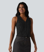 Gilet tailleur rayé à col en V et effet frais InstantCool