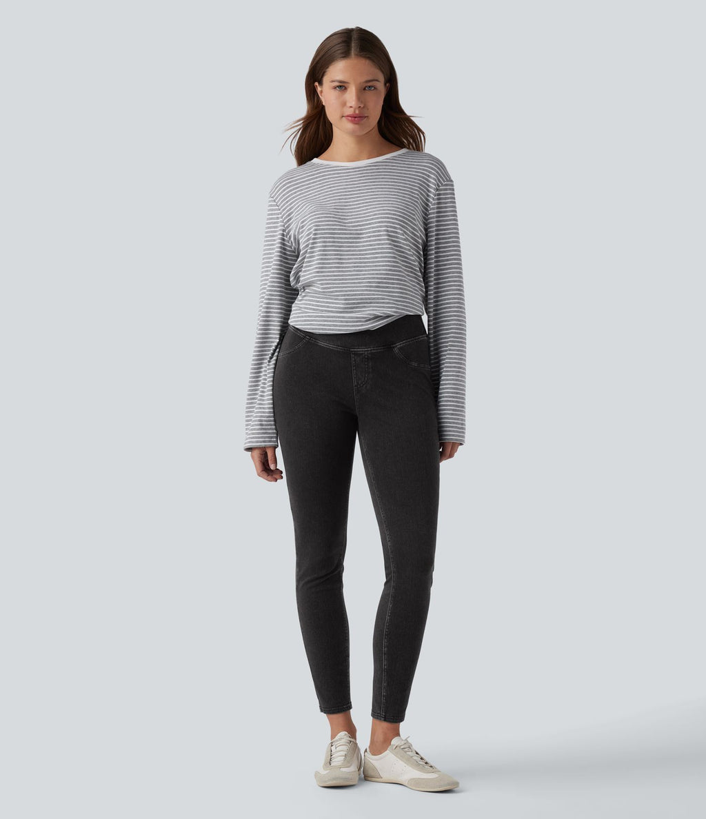 Legging décontracté gainant taille haute effet denim avec poches Halara Flex™