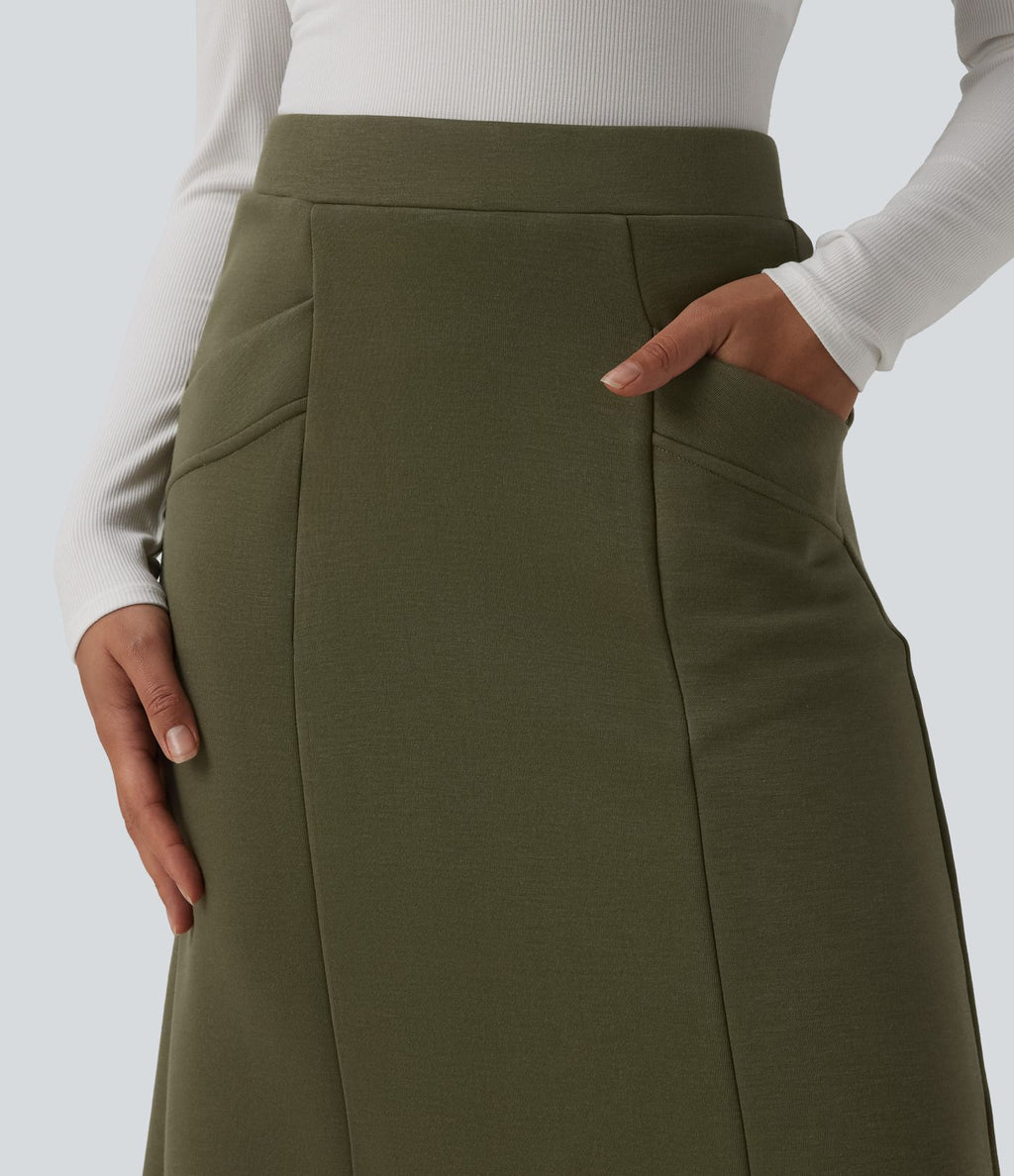 SpacerTek™ Jupe midi tailleur taille haute avec poches