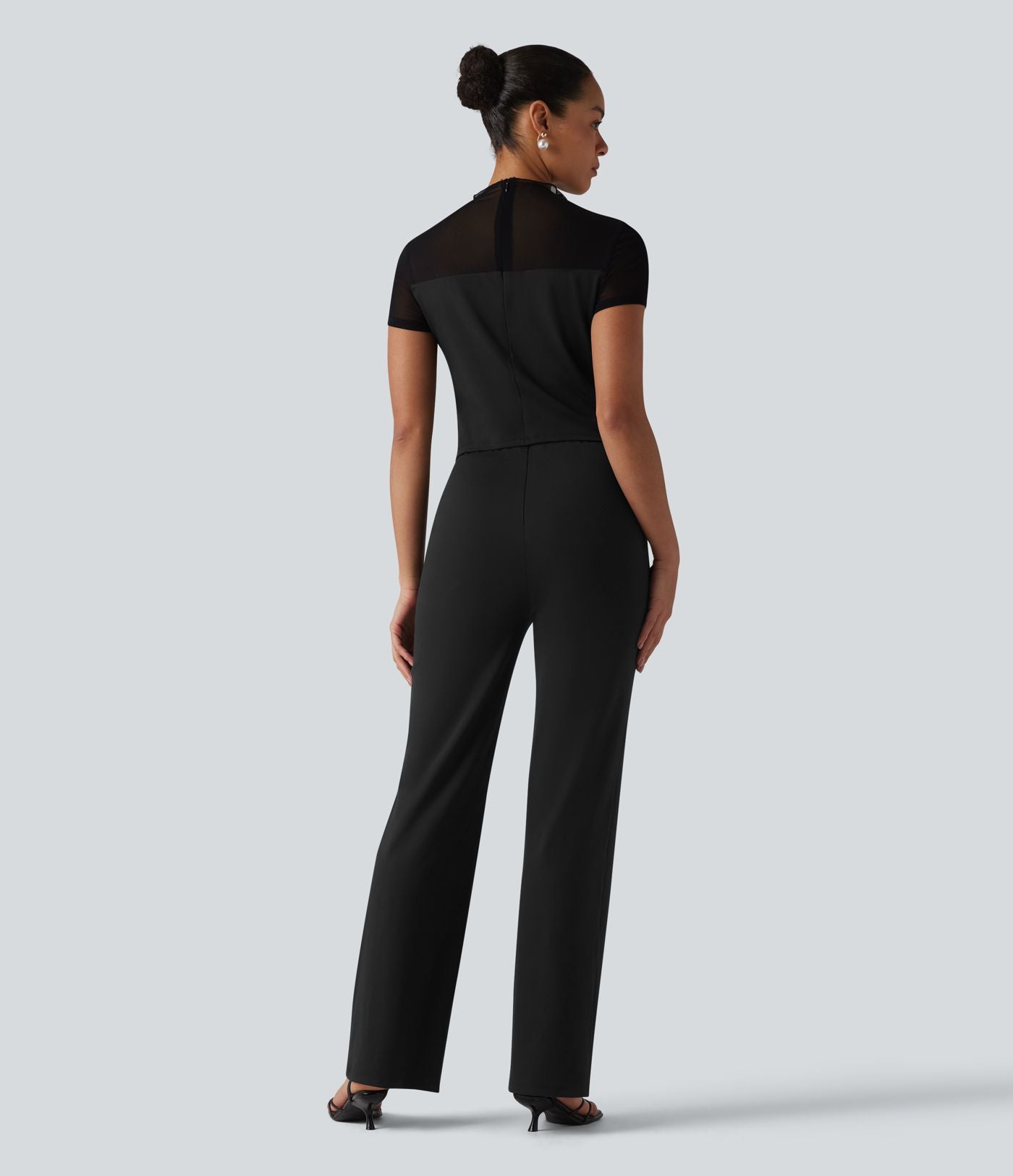 DayStretch Combinaison col rond à manches courtes avec empiècements en mesh contrasté – Édition Easy Peasy