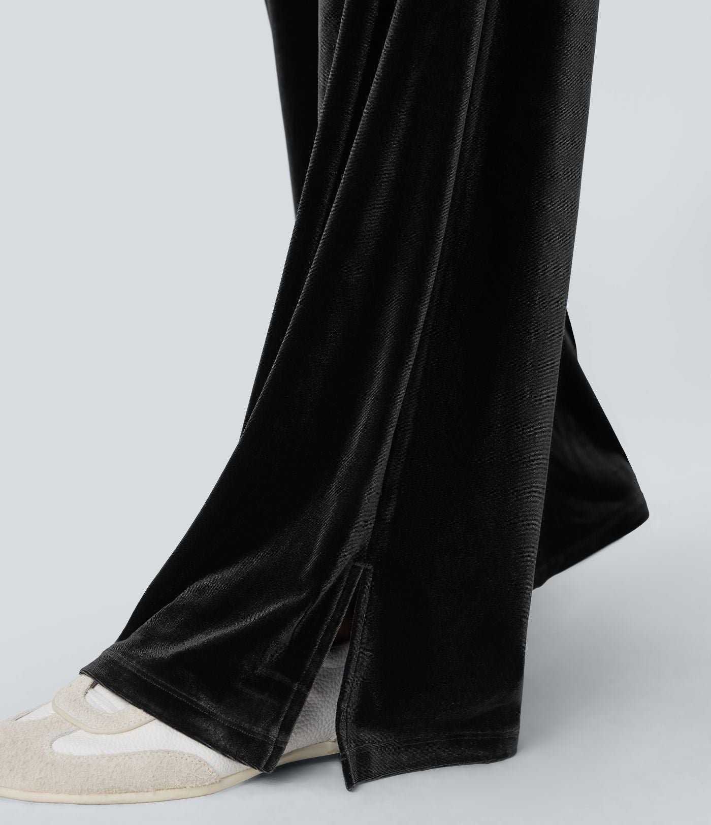 Pantalon décontracté large en velours, taille haute, avec cordon et poches