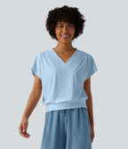 Haut de sport yoga oversize col V à manches courtes effet frais InstantCool à séchage rapide