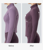 Veste de yoga Halara UltraSculpt™ col montant push-up manches longues à trous pouces avec poches
