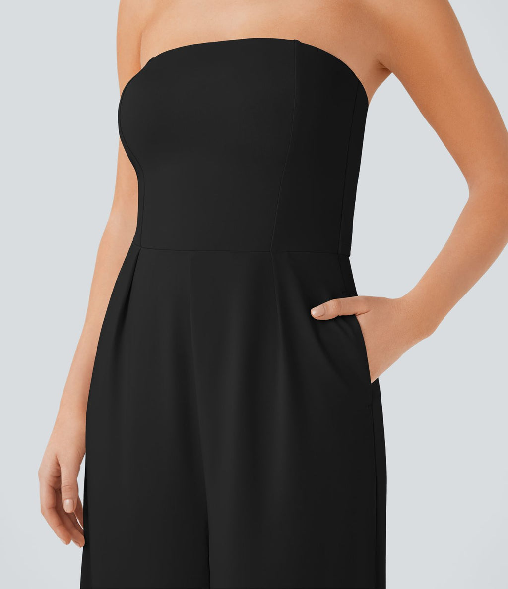 Combinaison bustier à jambes larges avec poches latérales et fermeture éclair invisible - Édition Easy Peasy - Pour mariages et cérémonies