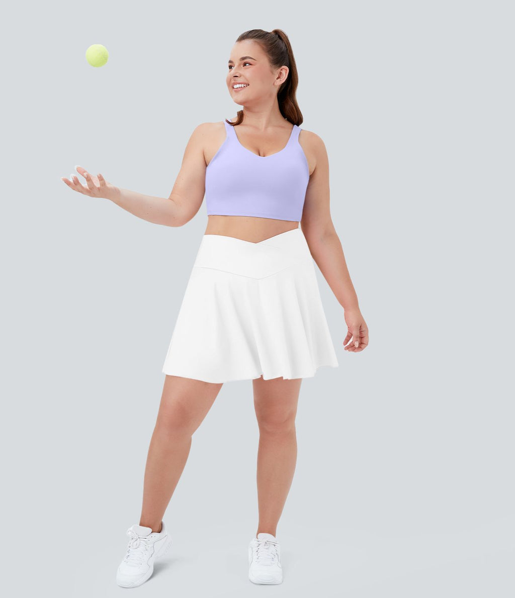 Jupe de tennis SoftlyZero™ Airy confortable 2-en-1 à taille haute croisée avec poches latérales, coupe évasée grande taille effet frais InstantCool, protection solaire UPF50+