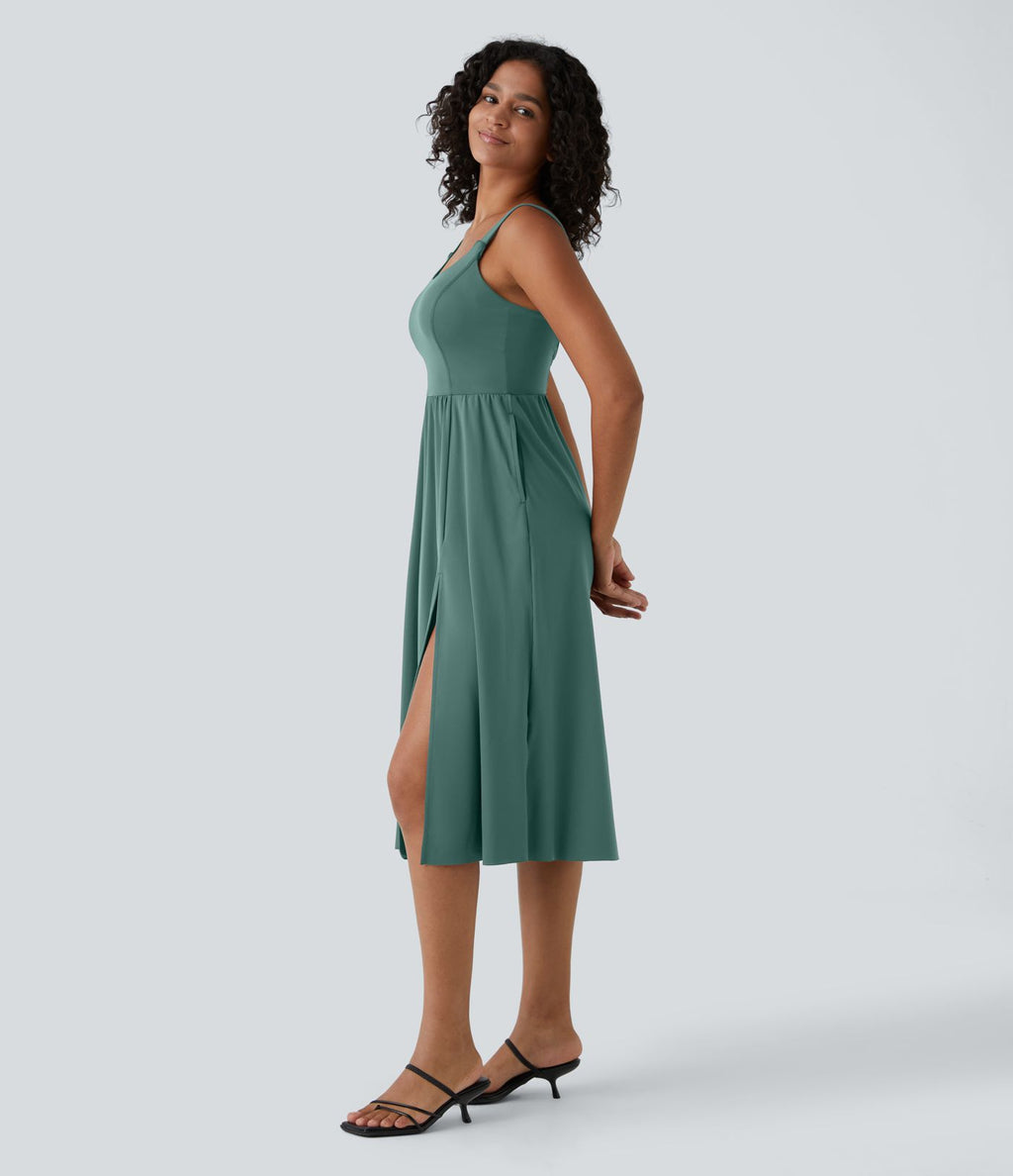 Robe décontractée mi-longue rembourrée A-D