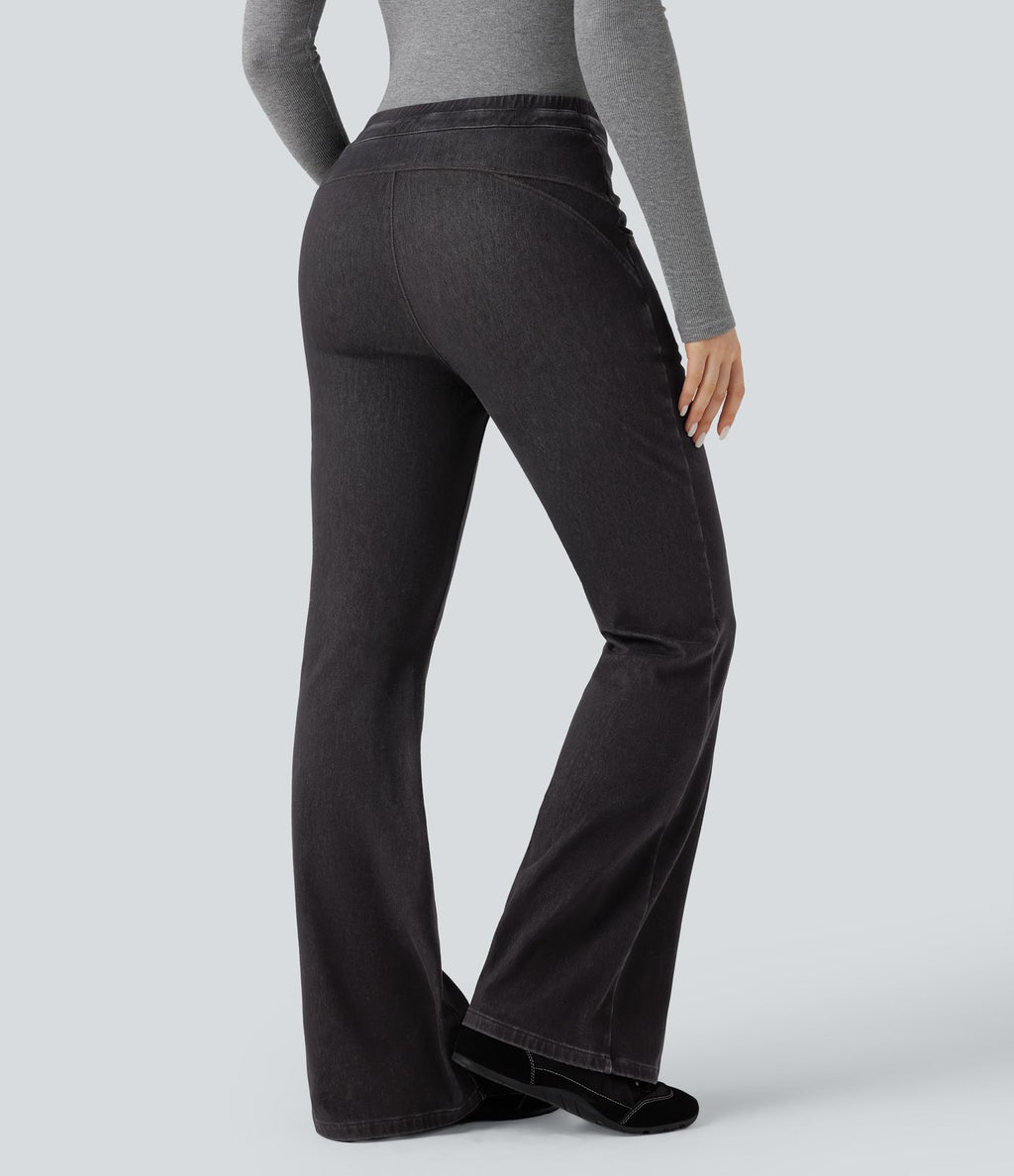 Halara Flex™ Denim Heat Legging casual évasé taille haute avec cordon de serrage et poches