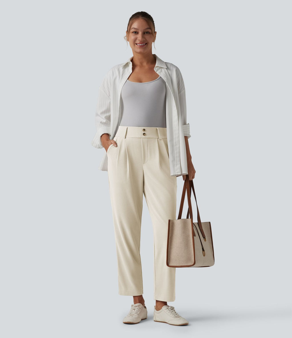 Halara Flex™ Pantalon tailleur fuselé taille haute en tissu gaufré avec poches