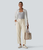 Halara Flex™ Pantalon tailleur fuselé taille haute en tissu gaufré avec poches