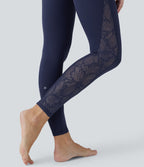 Combinaison de yoga moulante Softlyzero™ à dos nu avec dentelle contrastante - UPF50+