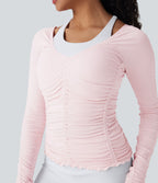 Haut de sport yoga froncé avec finitions ondulées sans couture OneForm Seamless Flow