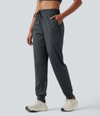 Jogging yoga taille moyenne avec cordon de serrage à rayures avec poches
